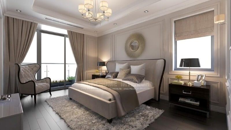 Thiết kế nội thất giường ngủ chung cư phong cách tân cổ điển